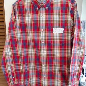 J.Crew Slim Fit Neat Madras Plaid Long Sleeve Button Shirt & Collar M. 42" X 29"